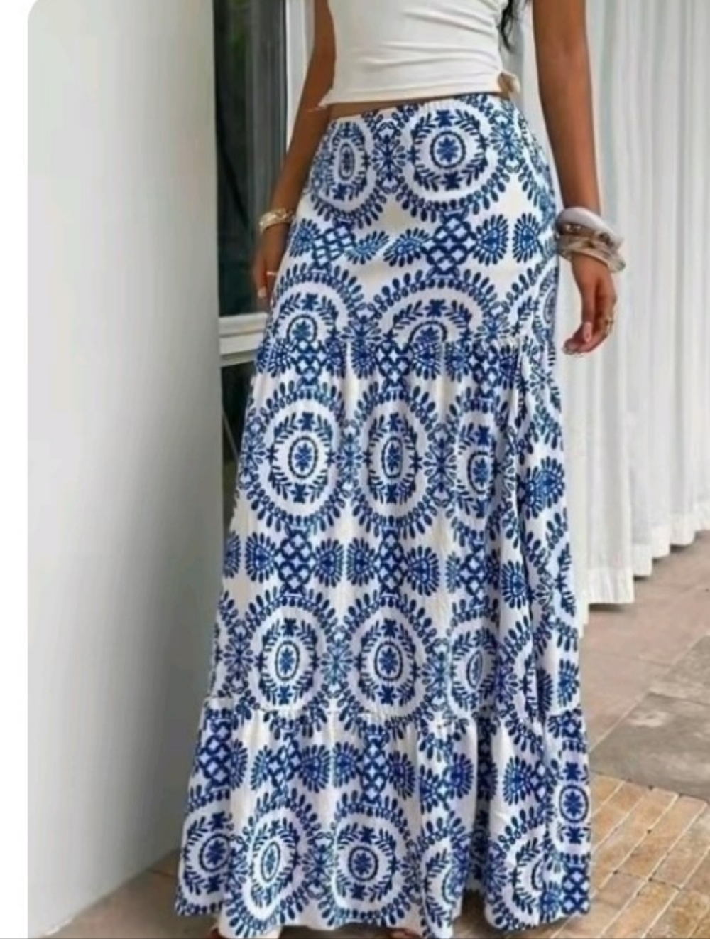 Women's Waist Fitted Elastic Maxi Skirt Size S - Picture 2 of 6